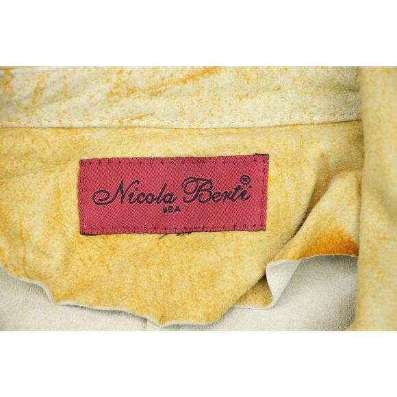 Nicola Berti Made in Italy Moto Rust Distressed Tan Suede Leather jacket - Picture 8 of 11